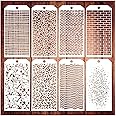 Excefore Reusable Stencils for Crafts - 8 Pcs Texture Leopard Brick Dot Mixed Media Templates for Painting on Wood, Furniture, Paper (4.7x9.4 Inch)