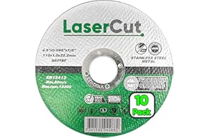 LaserCut Ultra Thin Metal Cutting Discs 115mm -10 Pack - Durable Cut Off Wheels 115mm/4.5" Cutting Wheel Thin Metal Grinding Wheel Cutting Disc for Angle Grinder Saw Grinder Metal Cutting Tools