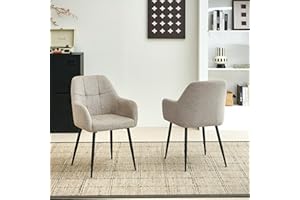 Colorig Modern Light Brown Dining Chairs Set of 2, Ergonomic Armchairs with Cross Metal Legs, Plush Chenille Fabric Upholstered Seat Living Room Chairs for Reception Kitchen Bedroom (2, Light Brown)
