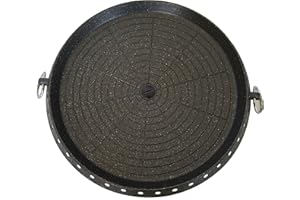 LADAMI Premium Grillaufsatz Grillplatte Grillpfanne für Gaskocher Camping Tischgrill Bulgogi Korea BBQ rund