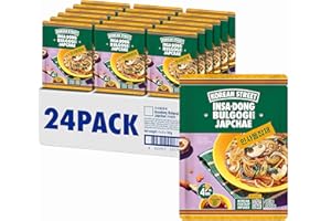 KOREAN STREET Japchae, Delicados Fideos de Cristal Bajos en Calorías - Delicia irresistible de armonía dulce y salada (24 paquete)