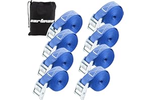Cartman Zurrgurte 2,5 cm x 3,65 m – 8er Set mit Tragetasche, Belastbarkeit bis 270 kg, Ideal für Transport & Ladungssicherung, Blau