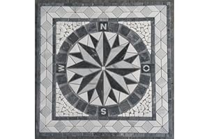 ESTILE MOSAICO Marmor Rosone 67x67 cm Kompass Naturstein Windrose Mosaik Fliesen Einleger 051