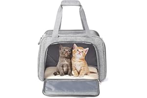 VALEMO Transportbox Katze, Katzen Transportboxen Atmungsaktive, Faltbare Katzentasche, Transporttasche mit Einstellbar Schultergurt, Hundebox, Hundetasche für Mittel Kleine Hunde 5kg Grey