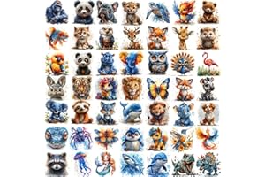 LAROI 50 Stück Aquarell Bunt Niedlich Tiere Temporäre Tattoos Kinder Mädchen Jungen, klebetattoos Tattoos zum Zufkleben Fake Tattoo Aufkleber Körper, Gesicht Festival Party Geschenk Zubehör Accessoires
