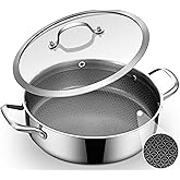 Inqibee 4.5 L Hybrid Tri-Ply Stainless Steel Non Stick Sauté Pan with Lid, Ceramic Coated 28 CM Induction Deep Frying Pan, Br