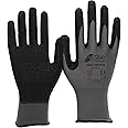 Nitras Nylotex 3520 - Guanti da lavoro in lattice di nylon, 12 paia, Grigio/nero, 9/XL