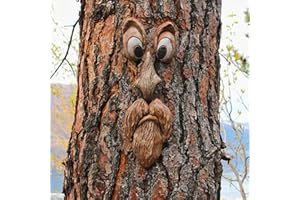TLHWIN Decoración de Cara de árbol, gnomo de jardín, Estatua de Resina, Modelo de rasgos faciales de Personas Mayores, decoración de Troncos de árbol para Halloween, Pascua, Accesorios creativos. (A)