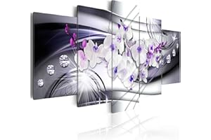 Cuadros B&D XXL - Cuadro en Lienzo Orquidea Flores 225x112 cm 5 piezas - Impresión en material tejido no tejido cuadros decoracion salon modernos lienzos - Naturaleza Abstracto b-A-0238-b-p