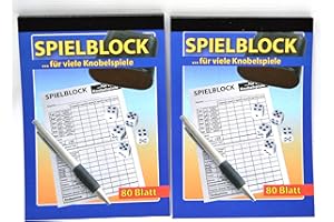 GLOBAL Without Label bloki do gry w kości, zestaw 2 sztuk, po 80 arkuszy, do wielu gier logicznych