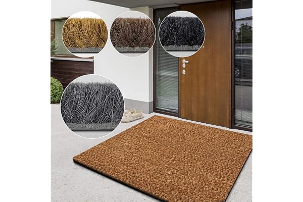 casa pura Paillasson d'entrée en Fibre de Coco Premium, Antidérapant, Tapis d'entrée Usage intensif, Tapis pour l'entrée Absorbant, Dense Velours Résistant (23 mm, 50 x 80 cm, Nature)