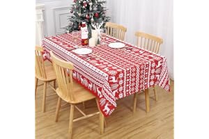 LinTimes Świąteczne obrusy, kwadratowe świąteczne obrusy, zmywalny, odporny na plamy, na Boże Narodzenie, Nowy Rok, dekoracja, Boże Narodzenie, przyjęcie, dekoracja domu, Boże Narodzenie, obrusy, 132