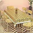 Kuber Industries 60x90 Inch - Table Cover for 6-Seater | PVC Waterproof Table Protector Sheet For Home & Kitchen | Dining Table Cloth for Dinner | Multi Floral - Black Golden