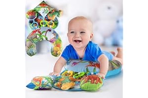 Prextex Dinosaur-Themed Tummy Time Pillow for Babies - Supportive Cushion for Newborns, Comfortable Baby Tummy Time Playset, Ideal Tummytime Pillows and Cushions! Perfect Stocking Fillers