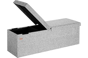 CASARIA® 130L Storage Bench | Foldable Footstool | Fabric Ottoman with Lid | 300kg Load Capacity | Comfortable Padding | Versatile Use for Living Room, Bedroom, or Hallway | Grey