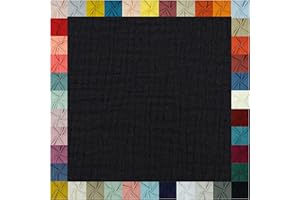 TEXTILQUALITY Hochwertiger Musselin Stoff Meterware - weicher Baumwollstoff für Kleid Baby Decke Tuch Tagesdecke Bettwäsche ÖkoTex Double Gauze uni Baumwollstoffe Dekostoff Stoffe zum Nähen Meterware (schwarz)