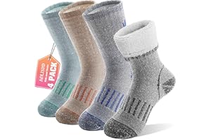 Anlisim Merino Wandersocken für Kinder Mädchen Jungen Wolle Socken Dicke Thermosocken Warme Sportsocken Trekking Wintersocken Kindersocken 4 Paare