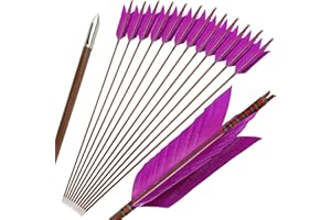 limaity 33 Inch Bamboo Arrows Traditional Handmade Bamboo Arrows Hunting Arrows Archery Target Practice Bamboo Arrows with 4" Turkey Feather for Recurve Bow Traditional Longbow