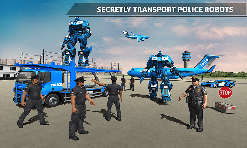 Us Polizei Roboter Auto Spiel Polizeiflugzeug Transport Amazon De Apps Fur Android
