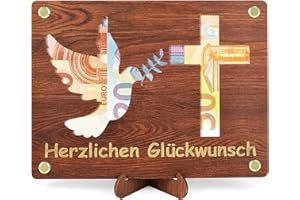 ARTREE Taufe Geschenk Kommunion Geldgeschenk aus Holz Kreatives Geldgeschenk mit Taubenmuster für Mädchen Jungen Individuelles Lustige Geld Geschenk Geburtstag für Taufe Kommunion Konfirmation Firmung