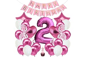 envami® Decorazioni Compleanno 2 anni Bambina Rosa - Kit Palloncini Compleanno 2 anni - Festoni Compleanno Bambina - 2anni Di Compleanno - Palloncini 2 anni Compleanno - Addobbi Compleanno Bambina 2