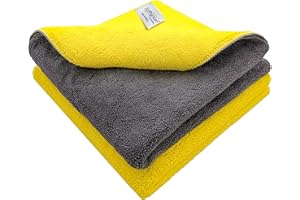 SOFTSPUN 900 GSM, Microfiber Double Layered Cloth 40x40 Cms 2 Piece Towel Set, Extra Thick Microfiber Cleaning Cloths Perfect