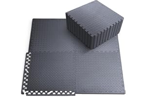 KAYMAN Tappetini antiscivolo per pavimento da palestra, ad incastro, in schiuma EVA, per esercizi a casa, studio, pesi, esercizi e yoga (60 x 60 cm)