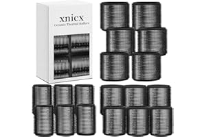 xnicx 18pcs Hair Roller Set Hair Curlers,Self-Grip Ceramic Ionic Thermal Hair Rollers,Velcro Rollers Curlers to Sleep In for Hair Blowout Look,Salon Quality Rollers for Long Short Hair Black
