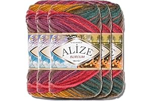 HOBBY YARN Alize 5x 100g Burcum Batik Laine Premium Turque Acrylique Fils À Tricoter À La Main fils à tricoter Fil Yarn Baby Laine Gradient Baby pour vêtements à tricoter au crochet (3368)