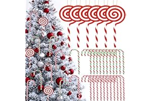 TEWWCEO 30 Piezas Bastón de Caramelo de Navidad,Bastón de Caramelo Retorcido de Navidad Decoración de Árbol de Navidad,Adornos bastón de Caramelo de Plástica de Retorcido,Plástico de Muleta de Navidad