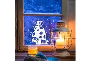 ilka parey wandtattoo-welt Fensterbild Weihnachten selbstklebend Fensterdeko Weihnachtsdeko Sterne Fee auf Fliegenpilz weiß M1231