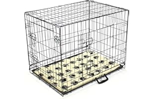 Cozy Pet Metal Tray Dog Cage 30" Black with Tailored Vet Bedding Metal Tray Folding Puppy Crate Cat Carrier Dog Crate. DC30B + VB30C