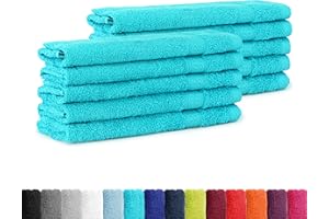WASSERBETTEN-MARKENSHOP BaSaTex - Zestaw 10 ręczników dla gości - ręczniki frotte z pętelką do zawieszenia z miękkiej bawełny o wymiarach 30 x 50 cm - ręczniki do mycia dla gości Öko-Tex Made in Green - turkusowe