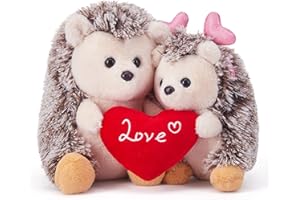 IKASA Animale Peluche Riccio Tenendo il Cuore dell'amore,Un paio di Carino Peluche 20cm Piccolo Giocattolo Morbido,Regali di San Valentino