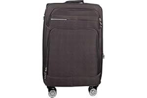 MY TRAVEL BAG Stoff Reisekoffer Trolley Erweiterbar mit Zwillingsrollen (M/L/XL/XXL oder 4er Set) Weichgepäck (Coffee, Großer Koffer (75cm))