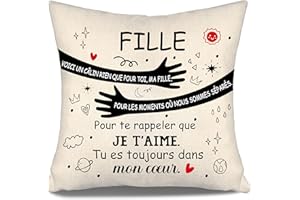 Aosumin Voici Un câlin Rien Que pour toi Ma Fille pour Les Moments où Nous Sommes séparé pour Te rappeler Que Je t’Aime Housse de Coussin pour Fille Cadeau d'anniversaire Cadeau de Noël