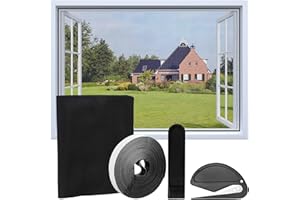 GUIGA Mosquito Net for Windows, Can Be Cut to Size, Mosquito Net with Adhesive Tapes without Drilling, Maximum Size of Black 110 x 130 cm