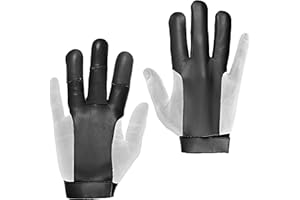 DASKZ LEATHERS Archery Glove 3 Finger – 100% Genuine Leather with Velcro Strap – Traditional Shooting Glove for Recurve & Longbow – For Men & Women – Black, Beige, Light Brown, Dark Brown – Comfortable & Durable