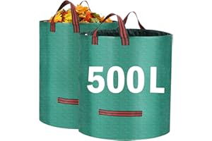 RFWIN Heavy Duty Garden Waste Bags, 500 Litre Large Garden Bag with Handles, Reusable Builders Bags Refuse Rubbish Bag, Waterproof Garden Green Waste Sack for Plant Leaf Trash Debris