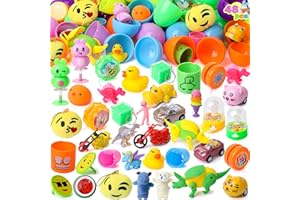 JOYIN 48 gigantycznych jajek wielkanocnych wypełnionych zabawkami, 3,25 cala jaskrawo wypełnione jajka wielkanocne do koszyków wielkanocnych 3,25" Pre-Filled Eggs with Toy