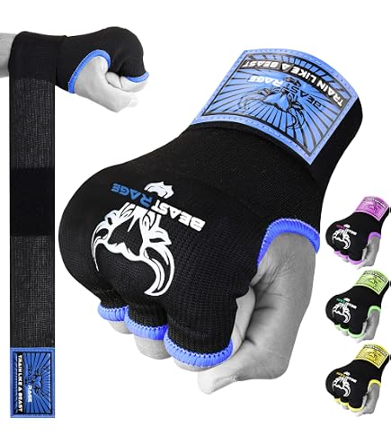 Guanti Interni Con Gel Imbottiti Per Boxe E MMA, Blu, ISH Sports, Adulto Unisex
