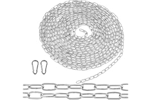 Kedja i rostfritt stål, metervara, 1,5 mm, 6 m metallkedja med karbinhake stålkedja