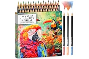 Creativepeak Professional Colouring Pencils, 48 Vibrant Colours & Swatch Card w/ 6 Metallic Colours, Professional Art Supplies, Perfect for Painting & Calligraphy