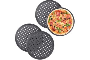 Relaxdays pizzapanna, 4-pack, rund, med hål, nonstick