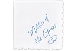 W&F GIFT Wedding Handkerchief - 12" x 12" - Something Blue for Bride on Wedding Day - Fun Wedding Gifts, Mother of the Groom, 6" x 6"
