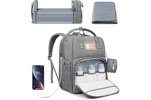 Nuliie Sac à Dos à Langer pour Bébé, Multifonctionnel Sac à Langer avec Matelas à Langer pour Bebe, Grande Capacité Sac à Dos Portable pour Bébé avec 17 Poches pour Voyage, Sortie