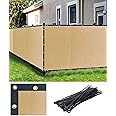 FREDDO-Privacy Screen Fence Heavy Duty Shade Net with Polyester Band, Brass Eyelets & Tie Cords (Beige Color, 1 mt X 4 mt)