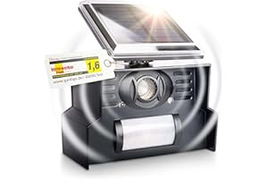 GARDIGO® Ultradźwiękowy odstraszacz ptaków, solarny, elektroniczny strach na wróble z ultradźwiękami i lampą błyskową LED, 23-50 kHz, zasięg 110° i 7 m, odstraszacz ptaków do domu, na balkon i do