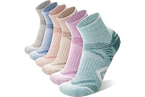 ANTSANG 6 Paar Merino Wolle Ankelsöckchen für Laufen Wandern Gehen Arbeiten Atmungsaktiv Thermisch Warm Dick Gepolstert Socken Viertelsöckchen für Herren Damen