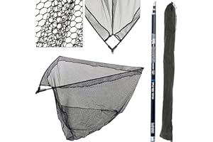 LIDSTERS FISHING SUPPLIES LTD 42 INCH RUBBER CARP FISHING LANDING NET BLACK RUBBERISED MESH + 4M CARBON HANDLE